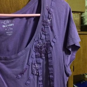 Purple beaded tee shirt